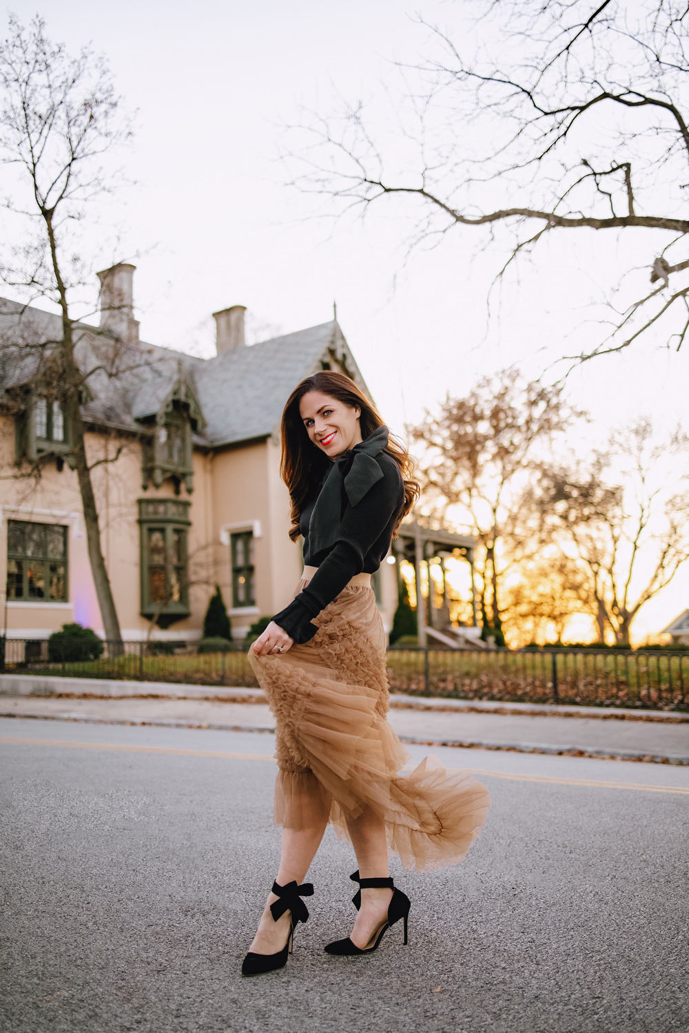Party Skirt + Sweater — bows & sequins