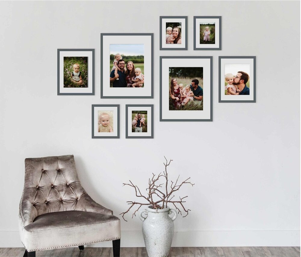eclectic gallery wall of family photos