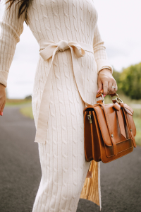sweater dress details ivory cable knit