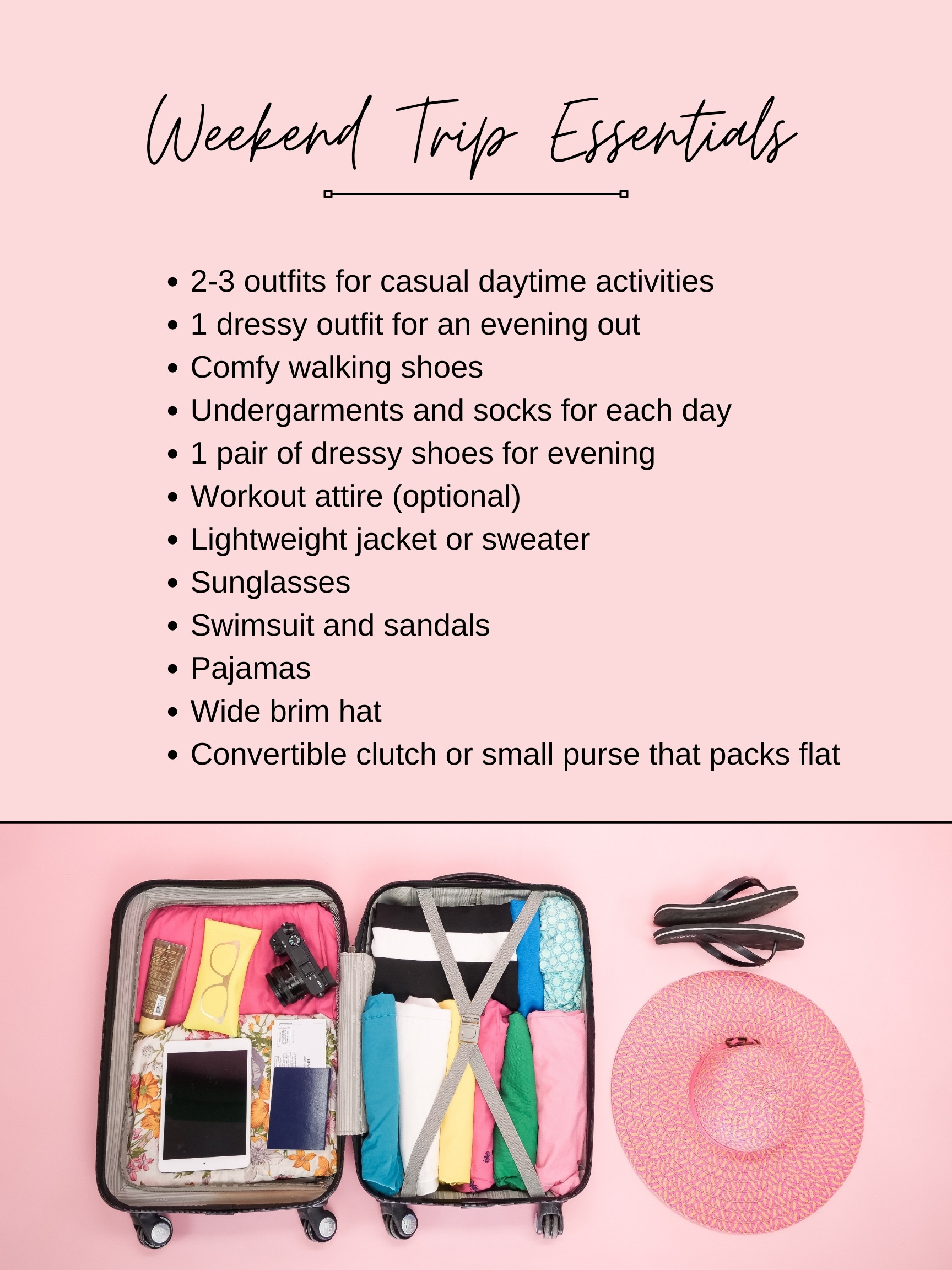 Weekend Trip Packing List Essentials Anchored In Elegance