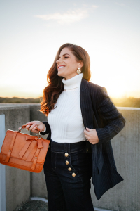 sailor pants with navy jacket and turtleneck